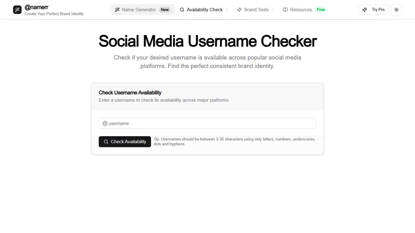 Social Media Username Checker | Find Available Usernames Instantly | Namerr